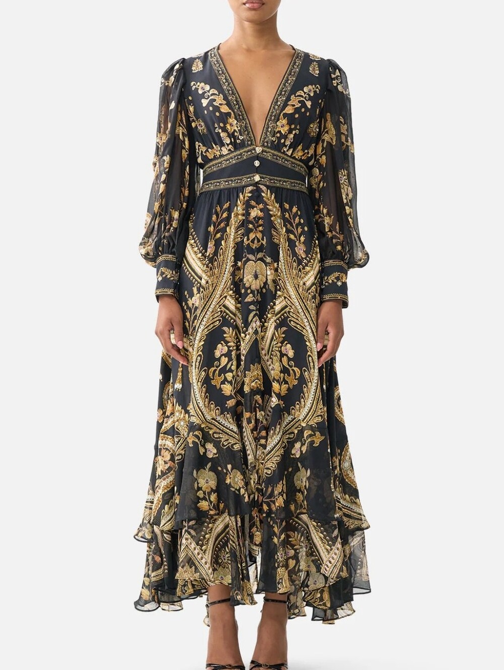 Camilla long button front dress In Taurus rising - Picture 2 of 13